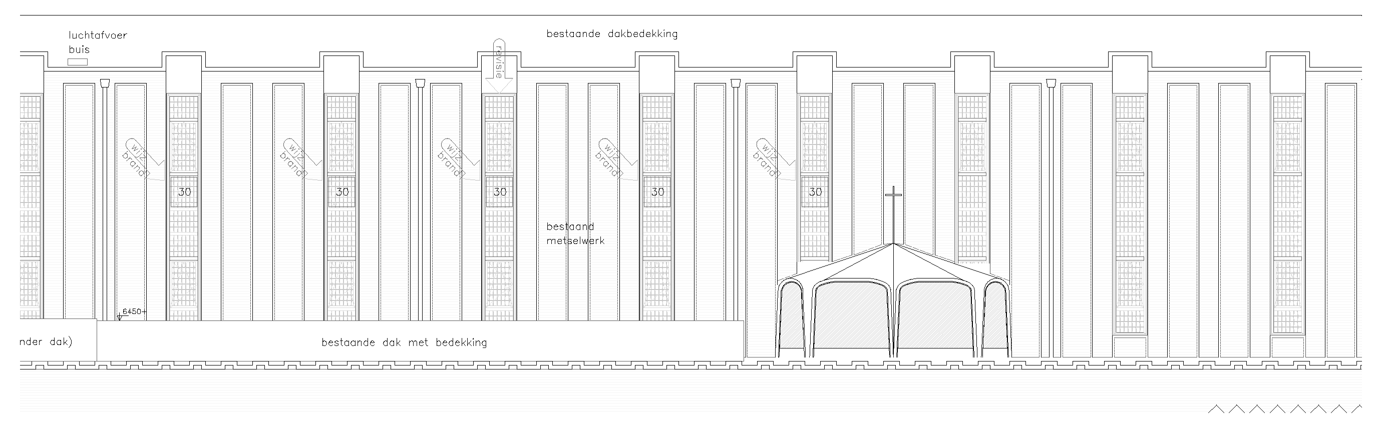 Gevelaanzicht Chassékerk, nieuwe situatie